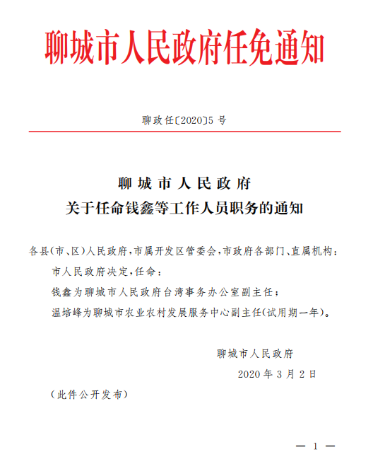 青岛市最新人事任免通知