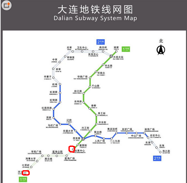 最新大连地铁线路图详解