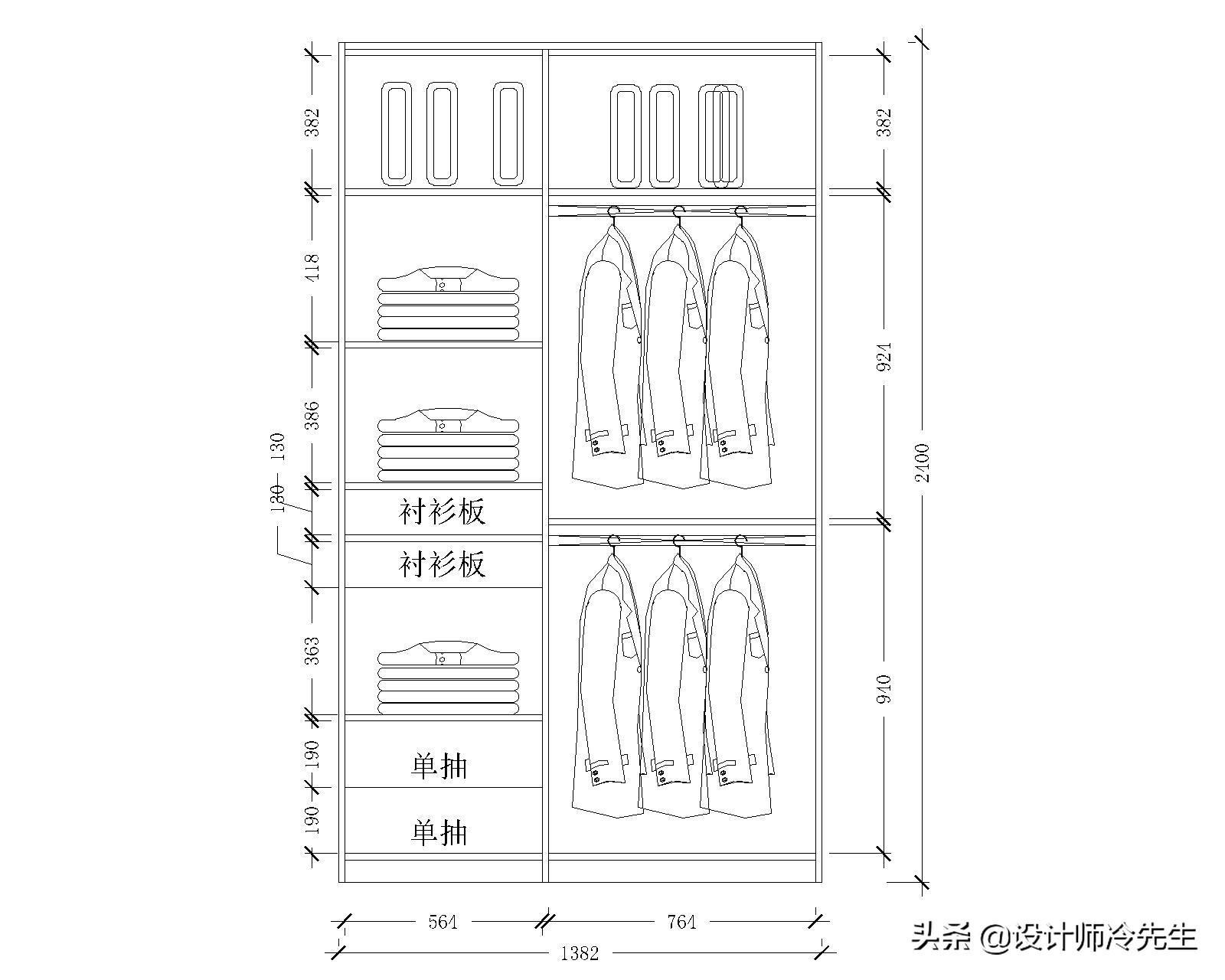 最新衣柜内部设计图纸，打造个性化储物空间